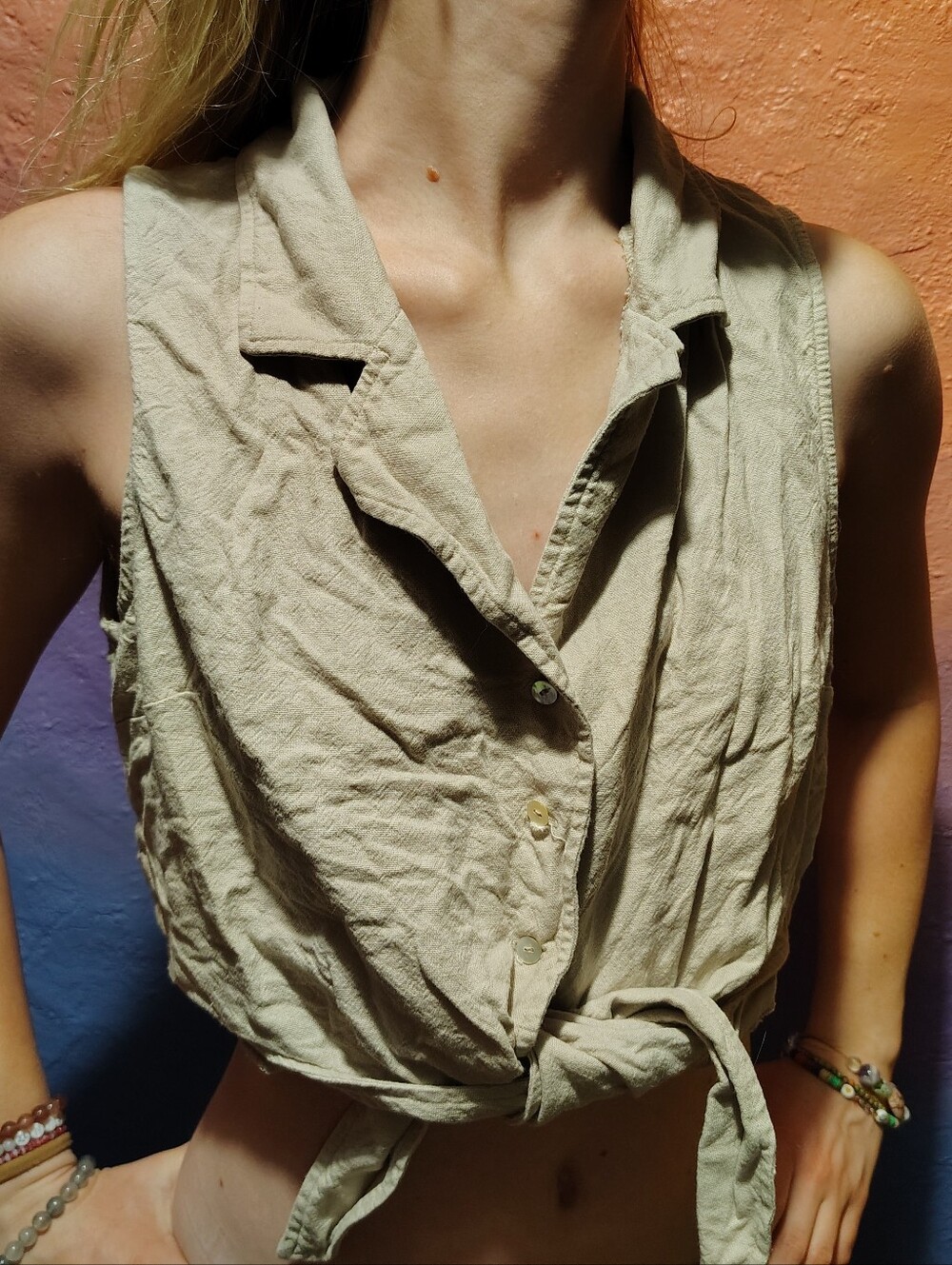 Forever 21 Crop Tie Vest Size L